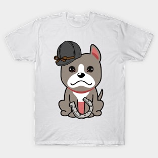 Funny grey dog is ready to ride a horse T-Shirt